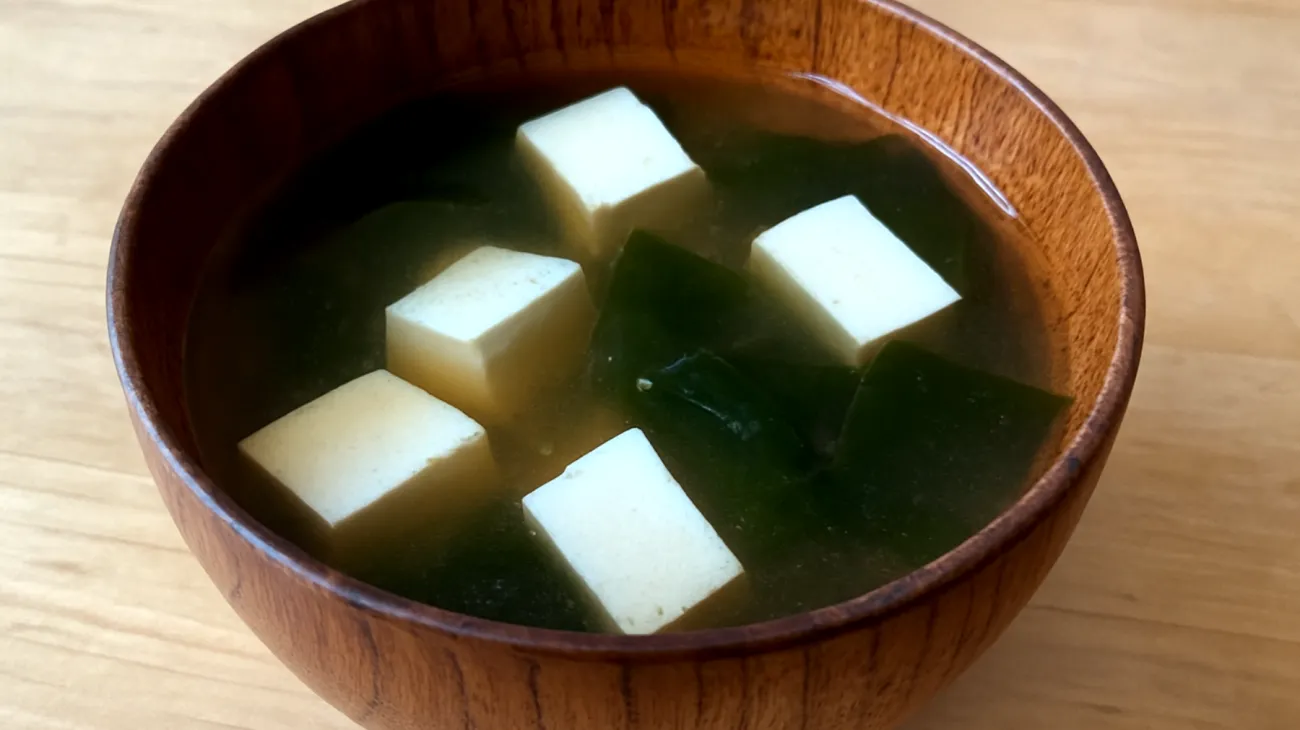 Miso-Suppe mit Wakame-Algen und Tofu"