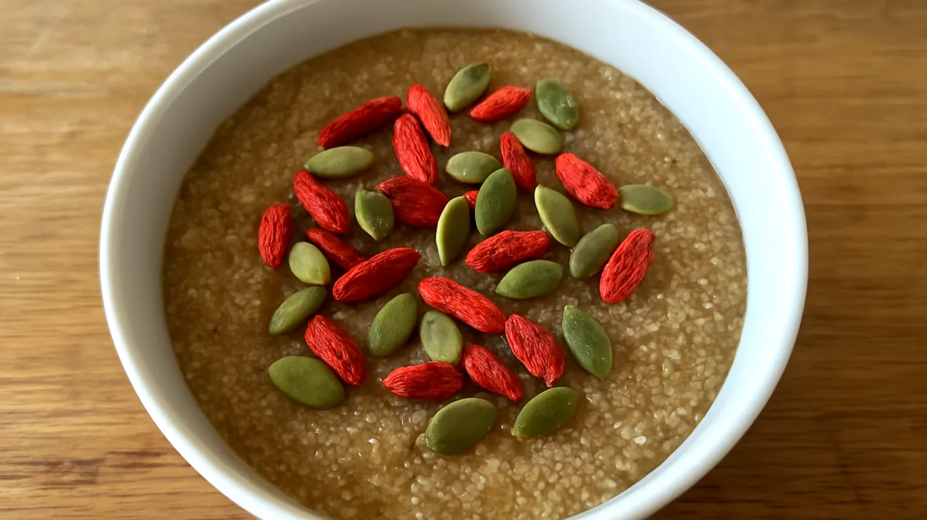 Amaranth-Porridge mit Goji-Beeren und Kürbiskernen"