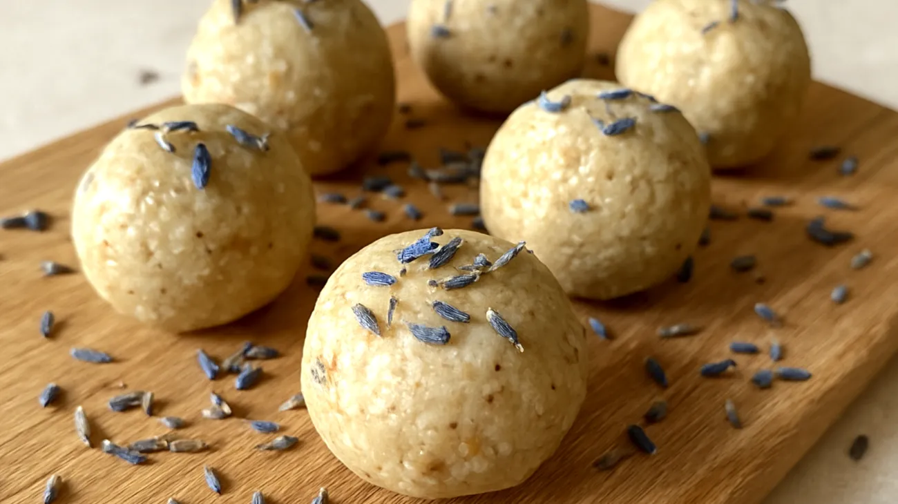 Maulbeeren-Cashew-Energiebällchen mit Lavendel"