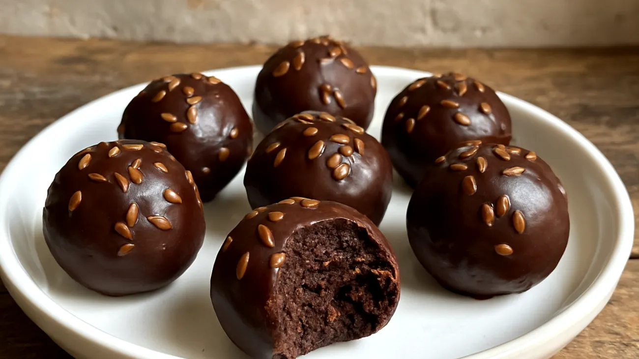 Schwarze Bohnen-Kakao-Energy-Balls mit Leinsamen"